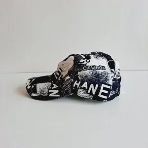 New Chanel 100% Cotton Coco Roses Print Cap Hat Navy Black White CHANEL | Accessories | New Chanel 0 Cotton Coco Roses Print  main image 2